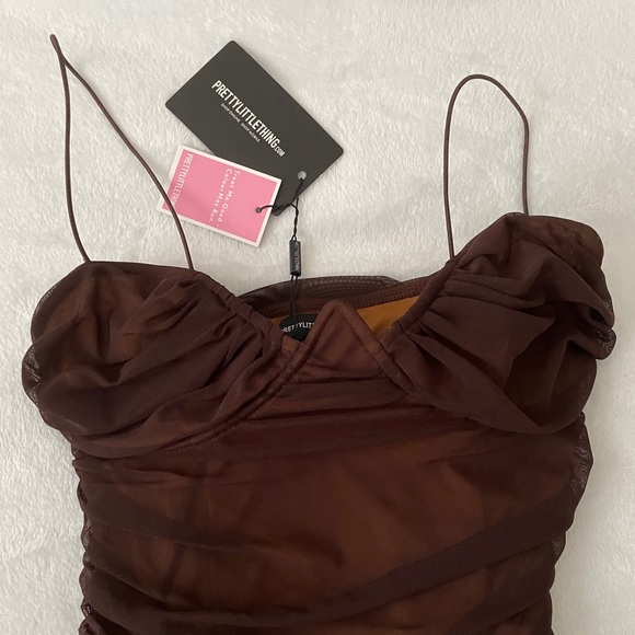 PrettyLittleThing ruched mesh underwire bodycon dress - Picture 6 of 9